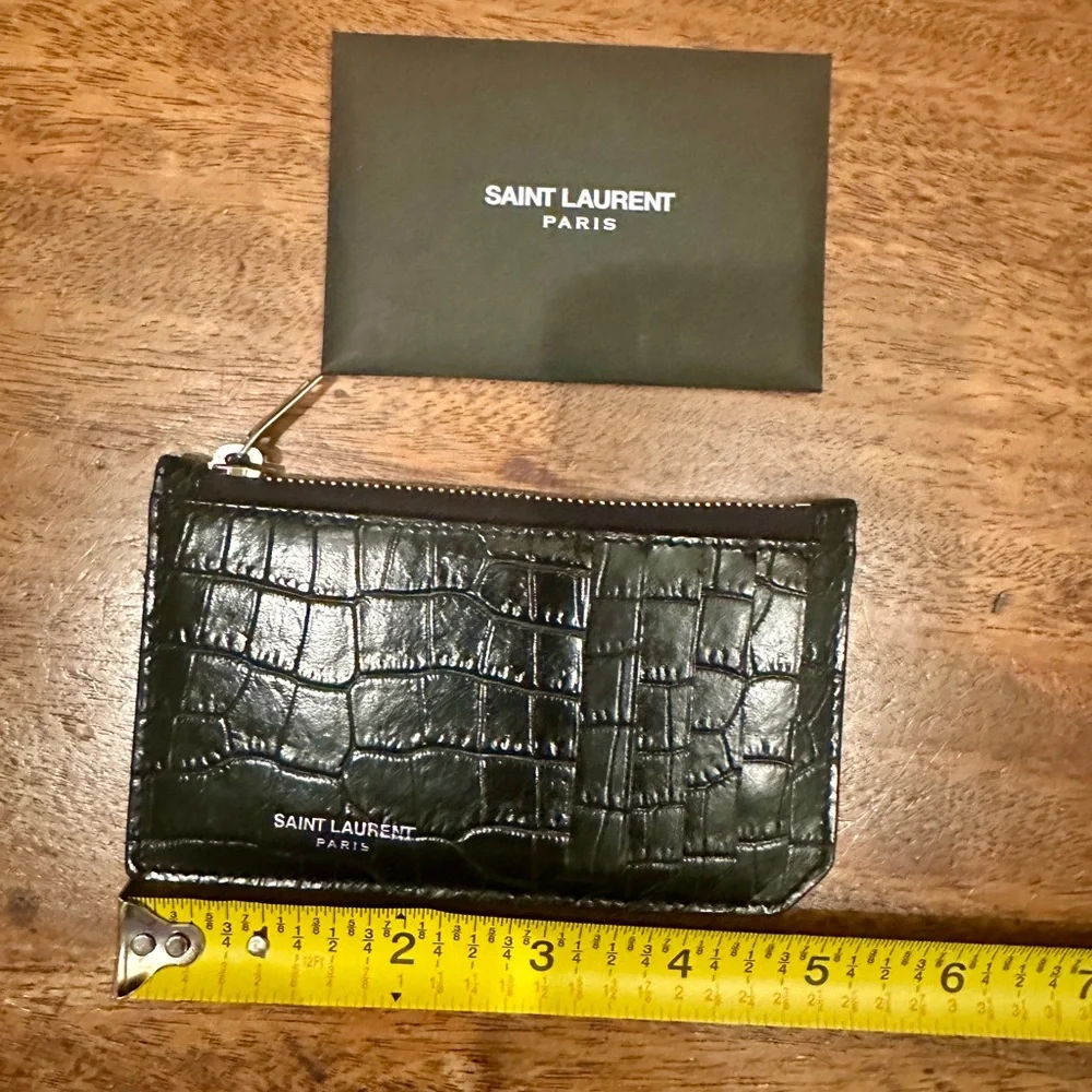 Saint Laurent Black Croc-Embossed card holder/wallet - Picture 11 of 16